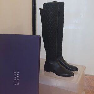 New in box Stuart Weitzman Black Quilted Over-The-Knee Riding Boots 8